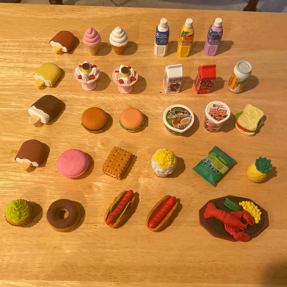 Food Shaped Erasers Lot